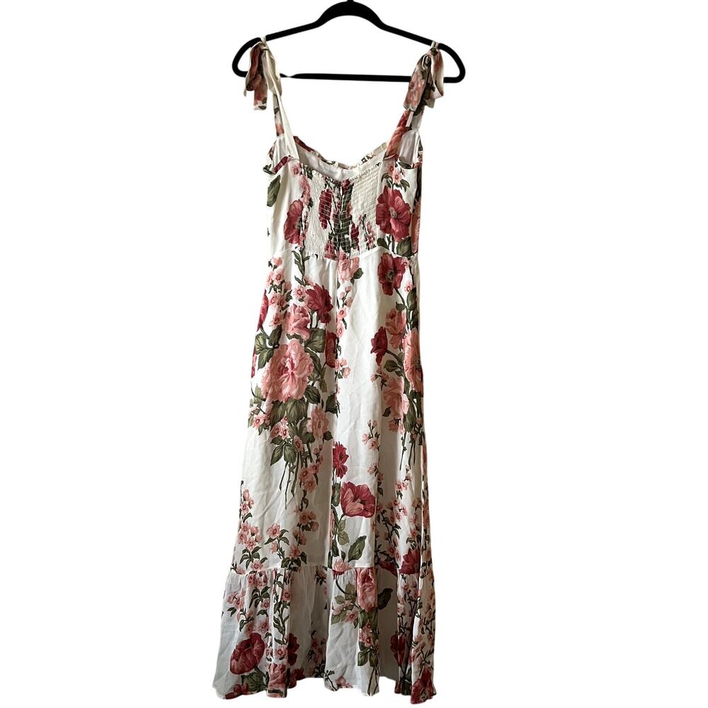 Reformation Nikita Floral Midi Dress white pink size 8 D1 - Picture 3 of 5
